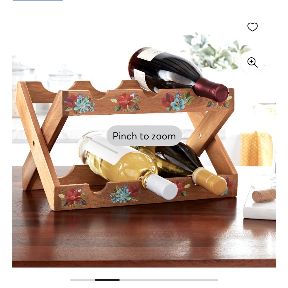 The Pioneer Woman spring bouquet acacia wood wine rack